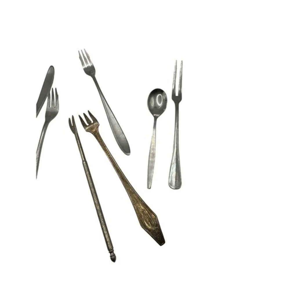 Vintage Cocktail Forks Appetizer Seafood Fork Set‎ Stainless Steel Lot
